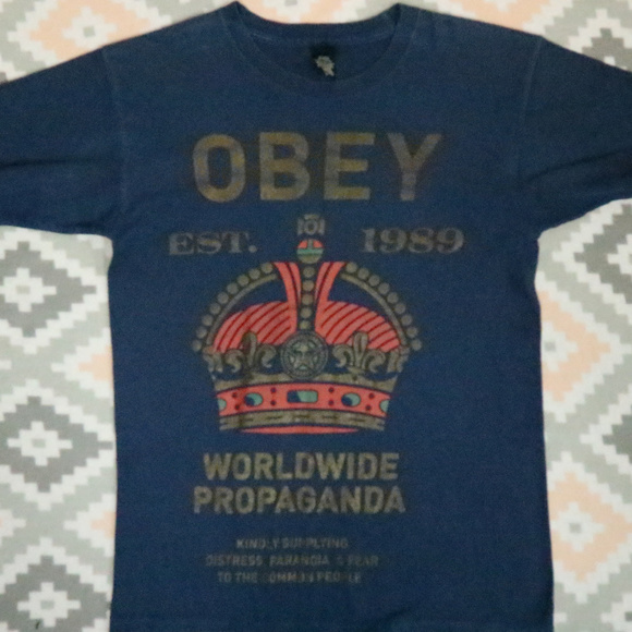 Obey Other - Vintage OBEY Worldwide Propaganda Crown Navy Tee